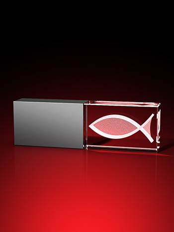 Fisch / Ichthys - USB-Stick, LED weiß, 16 GB – GLASFOTO.COM